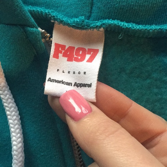 American Apparel turquoise XS zip up sweatshirt - Picture 2 of 3